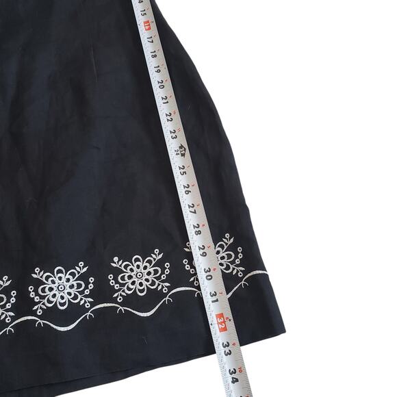 Vintage Linen Blend Mini Dress Black White Embellishments Cali Cali - Size 10 - Picture 8 of 8